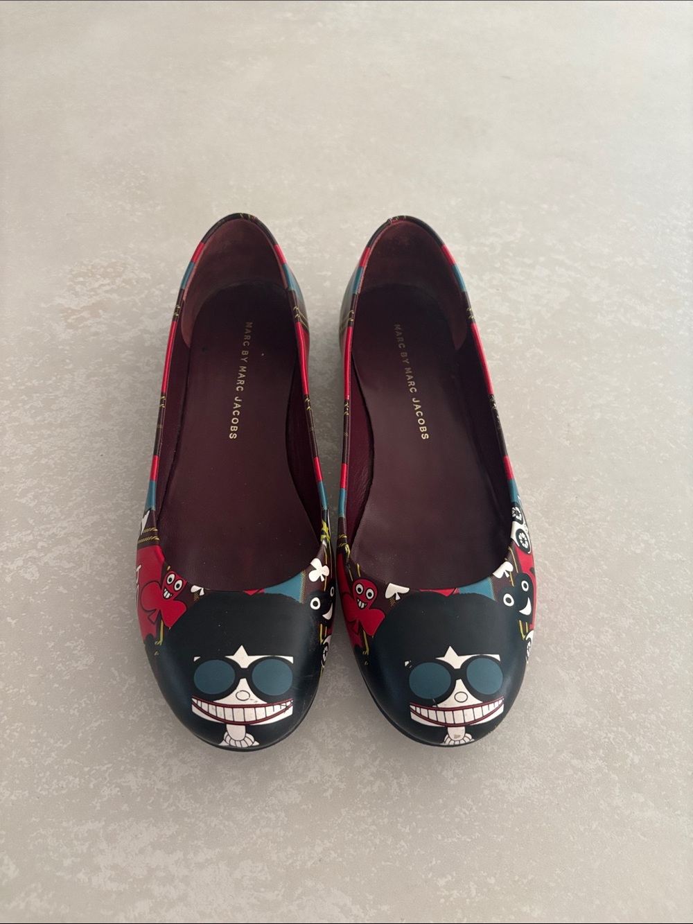 Marc by Marc Jacobs Black Multicolor Graphic Ballet Flats